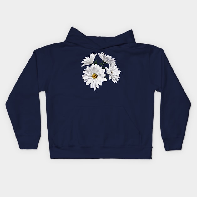 Circle of White Daisies Kids Hoodie by SusanSavad